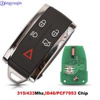 jingyuqin 5 mygtukų išmanusis nuotolinio valdymo automobilio raktas 315/433Mhz ID46/Pcf7953 mikroschema Jaguar XF XK XKR 2007 2008 2009 2010 2012 X-Type S-Type 433mhz popžvaigždė spalva