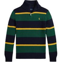 Polo Ralph Lauren megztas megztinis FW24 Logotipas siuvinėtas Dryžuotas aukštu kaklu ilgomis rankovėmis Vaikams megztinis Mėlynas CWPOSWEY6820543-999 XL