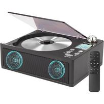 Nešiojamas CD grotuvas, staliniai CD grotuvai namams su įkraunama baterija, dvigubais garsiakalbiais, palaiko Opt/USB/TF kortelę/AUX/FM su nuotolinio valdymo pultu, LCD juoda