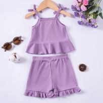 Sleeveless Ruffle Sling Set - Baby Girl Summer Outfit 92 (12-18 months) violetinė