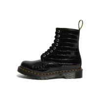 Dr. Martens 1460 Dvisluoksnės odos blizgučiai krokodilo odos apvalaus priekio suvarstomi trumpi batai Moteriški batai Juodi 26262001 36