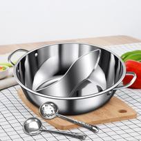Shabu Pot with Divider Divided Hotpot Pan Cooking Utensil Chinese Stainless Steel Double Flavor for 28cmx7cm gray