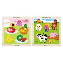 KC sertifikuotas - Pinkfong medinis dėlionės su kaiščiais – Vaisiai, Ūkio gyvūnas (4 gabaliukai) (3 Parinktys) #Fruit