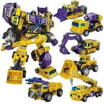 6 IN 1 NBK 42CM Devastator Žaislas Transformuojamas KO Robotas Automobilis Derinys Veiksmo Figūrėlė Ekskavatorius Maišytuvas Modelis Vaikui BE DĖŽUTĖS