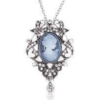 Vintage Cameo Beauty Portrait Pendant Necklace For Women Men Luxury Resin Lady Queen Flower Butterfly Long Sweater Chain Jewelry