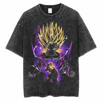 Dragon Ball Anime Washed T-Shirt Vintage Goku Vegeta Print Cotton Short Sleeve Loose Fit Men Women Casual Wear Tops 2026 Summer L