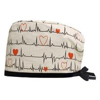 Reguliuojama marginta medvilninė chirurginė kepuraitė ilgiems plaukams, unisex dantistui/klinikai, matinė kepurė No Button - Adjustable gray