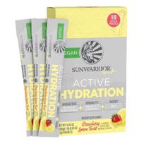 Sunwarrior „Warrior Active Hydration Electrolytes“, braškių ir citrinų skonio – 18 maišelių