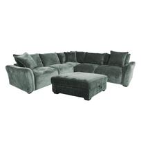 Kampinė sofa ir pufas DIVI mėtų žalumo