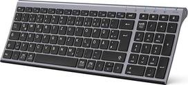 "iClever" "Bluetooth" klaviatūra, belaidė klaviatūra su 3 "Bluetooth" kanalais, įkraunama belaidė klaviatūra, skirta "Windows PC/Chrome/Mac" - grafito spalvos, vokiškas QWERTZ išdėstymas