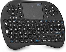 "Rii i8" mini belaidė klaviatūra su jutikliniu kilimėliu, išmaniosios TV klaviatūra, mini klaviatūra, skirta išmaniojo televizoriaus nuotolinio valdymo pultui/PC/Pad/Xbox 360/PS3/Google Android TV Box/HTPC/IPTV (De išdėstymas)