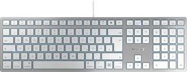 CHERRY KC 6000C, laidinė "Mac" klaviatūra (USB-C prievadas), vokiškas išdėstymas (QWERTZ), tylūs klavišai, plokščias dizainas, balta/sidabrinė