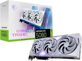 MSI "GeForce RTX 5080 16G Gaming Trio OC White" - 16GB GDDR7 (30Gb/s/256 bitų), "PCIe 5", "Boost": 2745 MHz, HDMI 2.1b, "DisplayPort 2.1b