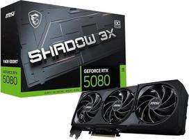 MSI "GeForce RTX 5080 16G Shadow 3X OC" - 16GB GDDR7 (30Gb/s/256 bitų), "PCIe 5", "Boost": 2640 MHz, HDMI 2.1b, "DisplayPort 2.1b