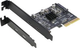 PCIe 2 prievadų USB-C 3.2 Gen2 10Gb/s adapterio kortelė, PCI Express 3.0 x4 adapteris staliniams kompiuteriams, SSD korpusams, darbo stotims, failų atsarginėms kopijoms, tik duomenims, skirtas "Windows/Linux
