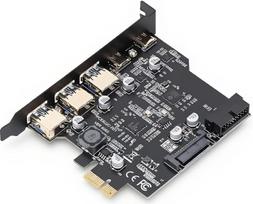 PCIe į USB 3.2 Gen 1 kortelė su 5Gb/s pralaidumu, 5 USB prievadai (3 A tipo USB ir 2 C tipo USB prievadai), skirta 10/8/7, PCI Express išplėtimo kortelė, USB kortelė staliniam kompiuteriui