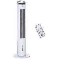 HOMCOM Bokštinis oro aušintuvo ventiliatorius su aušinimu vandeniu, nuotolinio valdymo pultas, drėkinimas, 8 val. laikmatis, 20㎡, 60W, Ø30x100.8H cm