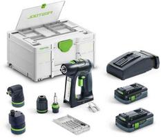 Suktuvas-gręžtuvas Festool C 18 HPC 4,0 I-Set; 18 V; 2x4,0 Ah akum