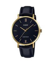 CASIO COLLECTION modelis MINIMAL GOLD, LEATHER - BLACK