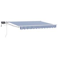 Rankinė ištraukiama markizė su LED Mėlyna ir balta 3,5 x 2 m