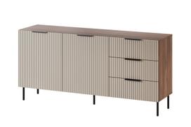 Cama ALMERA TYP 1 komoda, 156x42x75cm, 3 stalčiai, 2 durelės, riešuto ir kašmyro spalvos