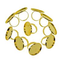10x reguliuojamo žiedo pagrindo ruošinių išvados 25 mm Cabochon Golden auksinė