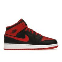 Air Jordan 1 Mid GS Alternate Bred Vaikiški sportbačiai Juodi-Raudoni Balta DQ8423-060 36