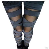 Pavasariui ir rudeniui ilgos iki kulkšnies kelnės su kryžiumi surištomis juostelėmis derinamos su tinklelio rašto leginsais one size juoda