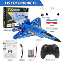 Naujas F22 Raptor RC Aircraft 2.4G RC skraidantis sklandytuvas su LED šviesa EPP putplasčio medžiaga fiksuoto sparno orlaivio elektrinis žaislas vaikams, atsparus dėvėjimui 1 Battery raudona