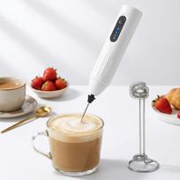 Rechargeable HandHeld Milk Frother Blender Portable Electric Whisk Coffee Frother 3-Speed Milk Frother Beverage Mixer balta