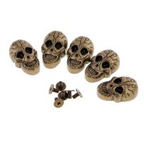 5 rinkinių kaukolės galvutės atsukamos smeigės Punk kniedės, skirtos krepšiui batams, odiniai, bronziniai 21x15mm bronza