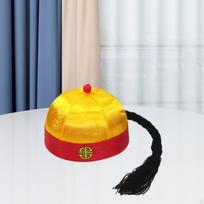 Chinese Oriental Hat Emperor Ancient Mandarin Asian Party Cosplay Cap with Braid for 51 to 52cm