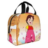 Anime Heidi Mergaitė iš Alpės Pietų dėžutė Neperšlampama Šaltkrepšis Terminis Maisto Izoliuotas Heidi Peteris Ir Senelis Pietų krepšys Moterims Vaikui 22x20x13CM smėlis