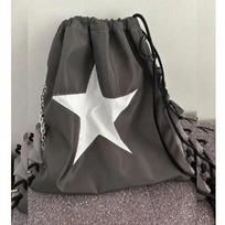 Star Bag, Dirt-resistant, Drawstring Backpack, Versatile, Drawstring Bag tamsiai pilka spalva