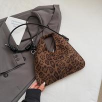 Leopard Print Dumpling Bag, Large Capacity, High School Girls' Appearance Level, Niche Single-shoulder Bag, Simple Crossbody Bag leopardo rašto spalva/ruda