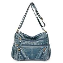 Crossbody Bag Fashion Women Bag Temperament All Soft Leather Large Capacity Multi-layer Shoulder Bag mėlyna