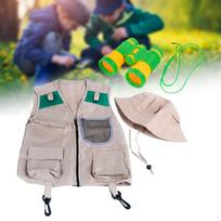 Vaikų rinkinys su liemene ir kepure, žiūronai nuotykiams lauke Mesh Bag Vest