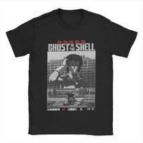 Vintažiniai Major Motoko Kusanagi Ghost In The Shell Marškinėliai Vyrams Grynos Medvilnės Marškinėliai Anime Trumpomis Rankovėmis T-shirt Didelio Dydžio Viršutiniai Drabužiai S juoda