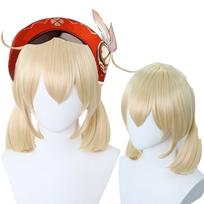 Anime Cosplay Perukas, Klee Šviesūs Kasytės Trumpi Plaukai Aukštos Temperatūros Sintetinis Plaukų Priedas auksinė