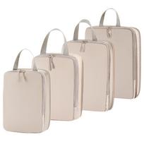 4 vnt./rinkinys Kompresiniai pakavimo kubeliai lagaminui Išplečiami kelioniniai lagaminų laikymo krepšiai Kelioninių aksesuarų organizatoriai smėlis