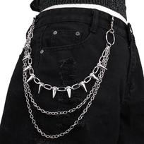 Daugiasluoksnė Hip Hop Punk Metalinė Kniedėmis Dekorota Juosmens Grandinėlė Sceniniam Pasiruošimui white