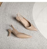 Patent Leather Pointed Toe Back Tripping Single FootPairs Daily Commuting Work FootPairs Korean Version Simple High Heels Size 35-43 35