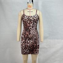 Moteriškos leopardo rašto seksualios suknelės be petnešėlių S ruda