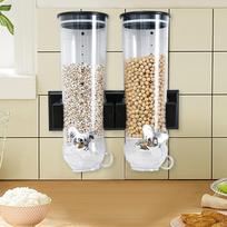 Sauso maisto ir dribsnių dozatorius, tvirtinamas prie sienos, talpykla, patogus su puodeliu, didelės talpos saldainių dozavimo mašina kavos pupelėms juoda