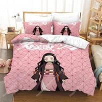 Anime Demon Slayer Beding Set Nezuko Kamado Soft Duvet Cover Warm Comforter Bed Linen Single Twin Ful Quen Sized Dimensions 3d Girl Young Boys Gift 100*200cm Single