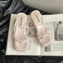 Fashionable Stiletto Flip-flops Women's Shoes and Stiletto Wedge Sandals 35 juoda