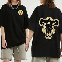 Anime Juodasis dobilas Marškinėliai Vyrams Medvilniniai Marškinėliai Madingas Spaudinys Per dydį Moteriški Marškinėliai Trumpomis Rankovėmis Marškinėliai Streetwear Hip Hop Drabužiai Viršus S juoda