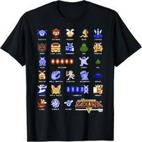 „Legend of Zelda“ personažo „Pixel Art“ portreto tinklelio marškinėliai S juoda