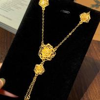 Luxury 24K 9999 Pure Gold Real Gold Women's Winding Rose Pendant Necklace auksas