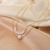 Elegantiškas netaisyklingų perlų daugiasluoksnis karoliai Širdelės pakabukas Choker karoliai mergaitėms Juvelyrikos tendencija Atostogų Vestuvių dovanos X0286